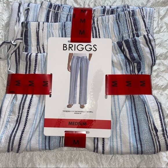 Briggs drawstring elastic waist linen pants Sz M - Picture 1 of 4